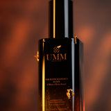 The Royal Radiance Elixir by UMM Skincare, an Ayurveda-inspired 24K gold body oil with Bakuchi and saffron